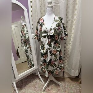 SHEIN Curve Floral Dress with Pink and Cream Accents - NWOT